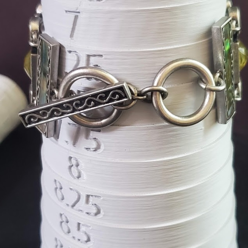 Lia Sophia Abalone Shell Silver Tone Multi Strand Toggle Bracelet Boho Filigree - Picture 7 of 9